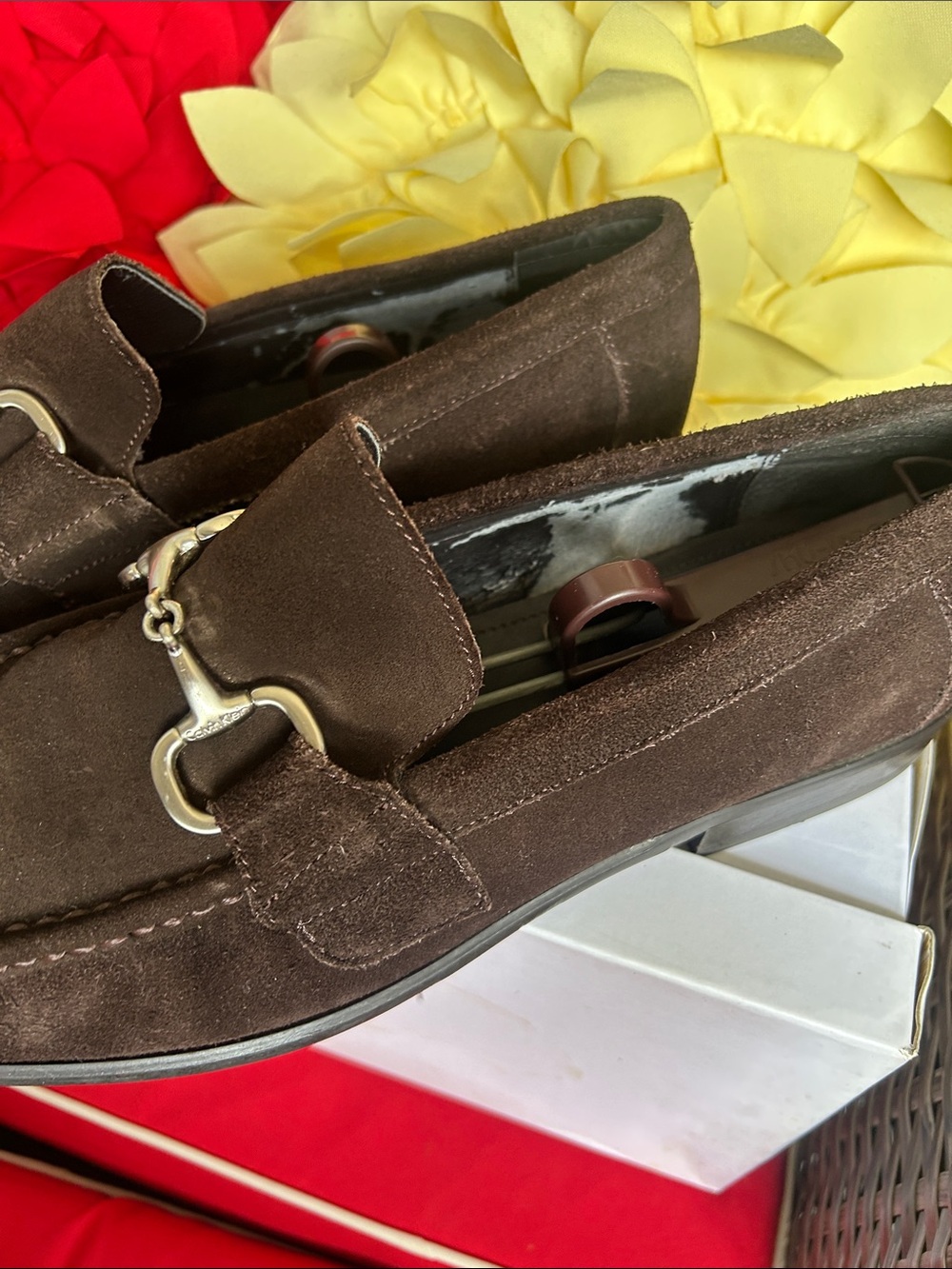 Calvin Klein Dark Brown Suede Horsebit Loafers - Picture 2 of 7